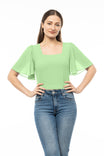 Smocked Sides Square Neck Crop Top
