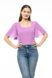 Smocked Sides Square Neck Crop Top