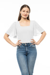 Smocked Sides Square Neck Crop Top