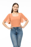 Smocked Sides Square Neck Crop Top