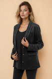 Deep V Neck Suede Jacket With No Belt