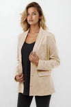 Deep V Neck Suede Jacket With No Belt