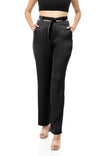 Double Waist Band Straight Pants With Front Pockets