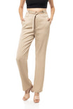Double Waist Band Straight Pants With Front Pockets