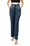 Double Waist Band Straight Pants With Front Pockets