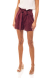 High Waisted Suede Shorts With Large Front Pockets And Belt