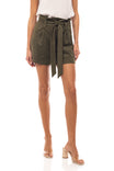 High Waisted Suede Shorts With Large Front Pockets And Belt