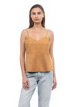 V-Neck Faux Suede Tank Top