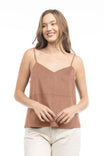 V-Neck Faux Suede Tank Top