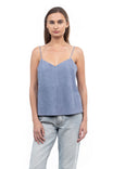 V-Neck Faux Suede Tank Top