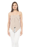Twist Split Hem Tube Top With Smocked Back