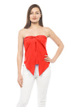Twist Split Hem Tube Top With Smocked Back