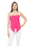 Twist Split Hem Tube Top With Smocked Back