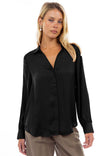 Classic V-Neck Button Down Blouse - SP