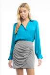 Classic V-Neck Button Down Blouse - SU