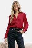 Classic V-Neck Button Down Blouse - SU