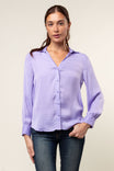 Classic V-Neck Button Down Blouse - SP