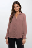 Classic V-Neck Button Down Blouse - SP
