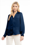Classic V-Neck Button Down Blouse - SU