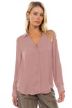 Classic V-Neck Button Down Blouse - SP