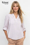 Half Placket Shirt With 3/4 Sleeve