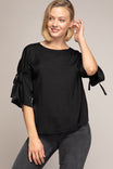 Boat Neck Blouse With Sleeve Ties