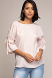Boat Neck Blouse With Sleeve Ties