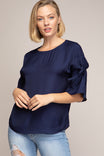 Boat Neck Blouse With Sleeve Ties