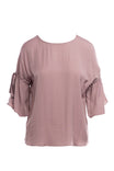Boat Neck Blouse With Sleeve Ties
