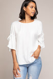 Boat Neck Blouse With Sleeve Ties
