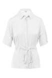 Elbow Sleeve Drop Shoulder Blouse
