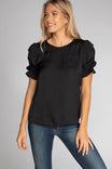 Short Sleeve Gathered Ruffle Sleeve Blouse