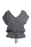 V-neck Peplum Hem Blouse