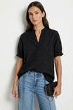 Short Sleeve Band Detail Blouse