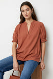 Short Sleeve Band Detail Blouse
