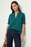 Short Sleeve Band Detail Blouse