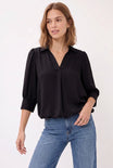 Half Sleeve Hi-lo Bubble Hem Blouse