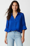 Half Sleeve Hi-lo Bubble Hem Blouse
