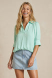 Half Sleeve Hi-lo Bubble Hem Blouse