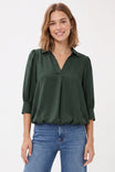 Half Sleeve Hi-lo Bubble Hem Blouse