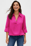 Half Sleeve Hi-lo Bubble Hem Blouse