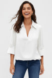 Half Sleeve Hi-lo Bubble Hem Blouse