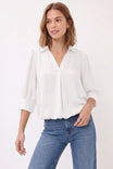 Half Sleeve Hi-lo Bubble Hem Blouse