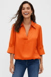 Half Sleeve Hi-lo Bubble Hem Blouse