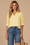 Half Sleeve Hi-lo Bubble Hem Blouse