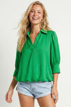 Half Sleeve Hi-lo Bubble Hem Blouse