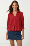 Half Sleeve Hi-lo Bubble Hem Blouse