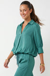 Half Sleeve Hi-lo Bubble Hem Blouse