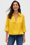 Half Sleeve Hi-lo Bubble Hem Blouse