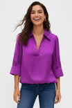 Half Sleeve Hi-lo Bubble Hem Blouse